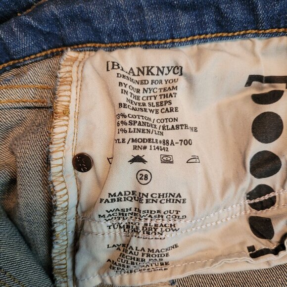 Blank NYC Jeans Size 28 Skinny Classique Mid Rise Ripped Medium Light Wash - Picture 5 of 11